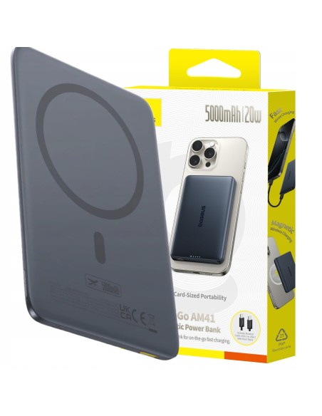 Baseus PicoGo AM41 Ultracienki Magnetyczny Power Bank 5000mAh 20W Space Grey
