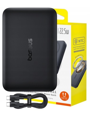 Baseus EnerFill FM11 Ultramały Magnetyczny Power Bank 10000mAh 22.5W Cosmic Black
