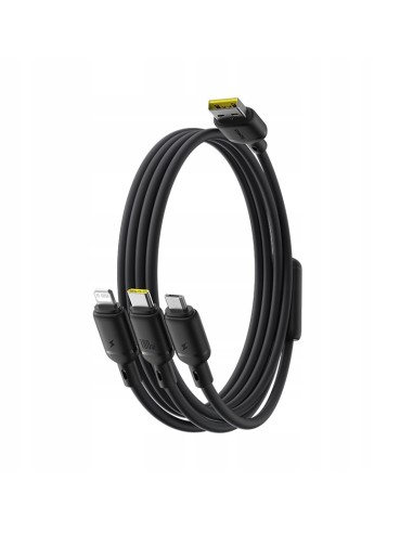 Baseus Silky One-for-Three Kabel Do Szybkiego Ładowania USB-A to M+L+C 100W 1.5m