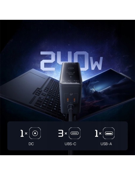 Baseus Ładowarka GaN 240W z cyfrowym panelem
