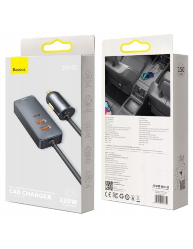 Baseus Share Together PPS | Ładowarka samochodowa z rozgałęźnikiem 2x USB-A + 2x Type-C 120W