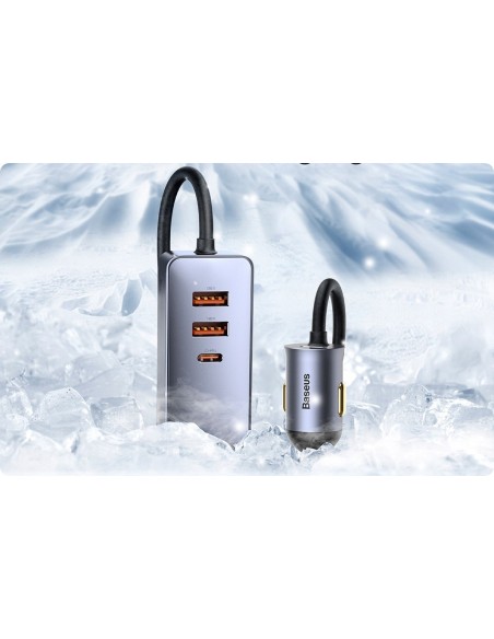 Baseus Share Together PPS | Ładowarka samochodowa z rozgałęźnikiem 2x USB-A + 2x Type-C 120W