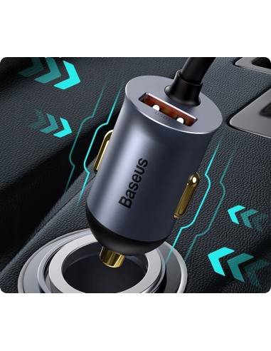Baseus Share Together PPS | Ładowarka samochodowa z rozgałęźnikiem 2x USB-A + 2x Type-C 120W