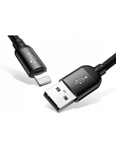 Baseus Three Primary Colors | Nylonowy kabel 3w1 USB - Lightning Micro Type-C 3.5A 30cm