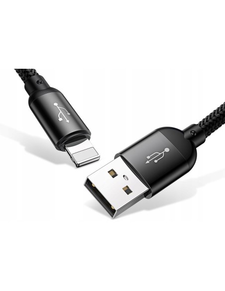 Baseus Three Primary Colors | Nylonowy kabel 3w1 USB - Lightning Micro Type-C 3.5A 30cm