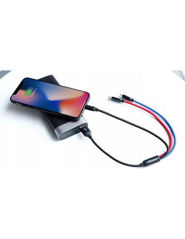 Baseus Three Primary Colors | Nylonowy kabel 3w1 USB - Lightning Micro Type-C 3.5A 30cm