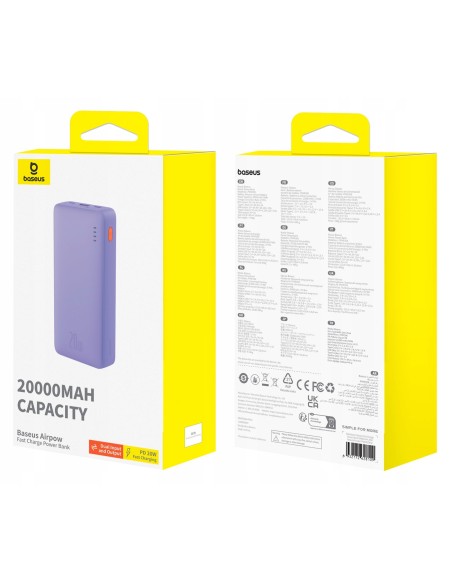 Baseus Airpow | Power Bank z szybkim ładowaniem PD 20W 20000mAh, kabel USB-C