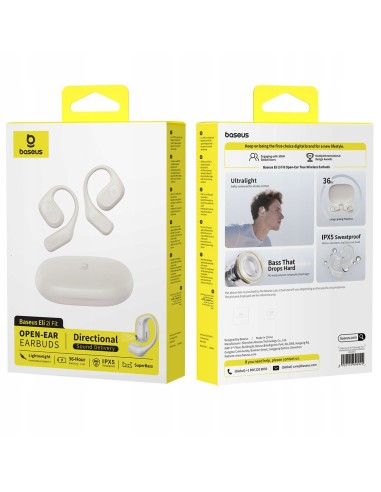 Baseus Eli 2i Fit Open-Ear True Słuchawki Bezprzewodowe Starlight Off-White
