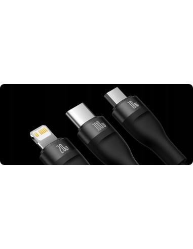 Baseus Flash Series 2 | Kabel USB-C / USB-A - USB-C, Lightning, Micro USB 1.2m 100W	