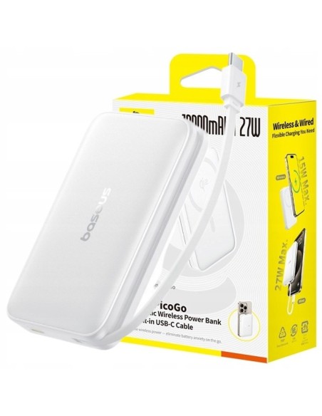 Baseus PicoGo Qi2 Magnetyczny Power Bank 10000mAh 27W Moon White
