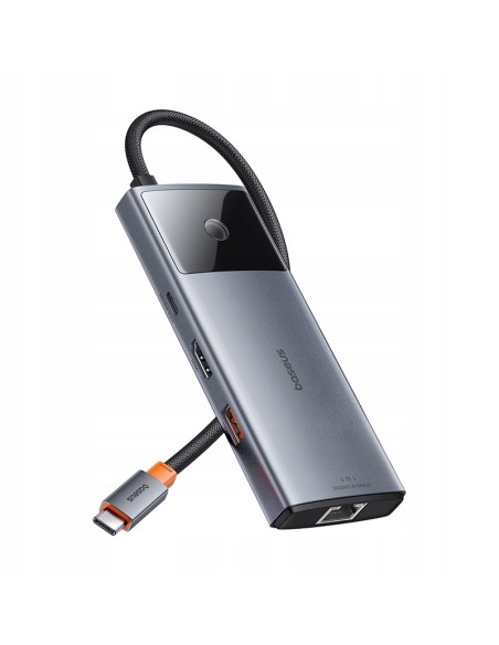 Baseus Metal Gleam II 6w1 | Adapter HUB 6w1 USB-C do HDMI, RJ45, Typ-C Data, 2x USB3.2, Typ-C 100W