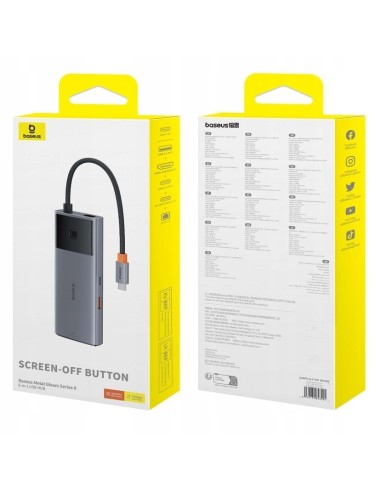 Baseus Metal Gleam II 6w1 | Adapter HUB 6w1 USB-C do HDMI, RJ45, Typ-C Data, 2x USB3.2, Typ-C 100W