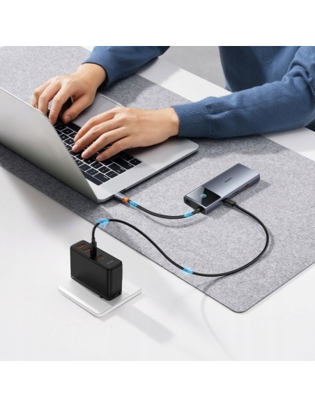 Baseus Metal Gleam II 6w1 | Adapter HUB 6w1 USB-C do HDMI, RJ45, Typ-C Data, 2x USB3.2, Typ-C 100W