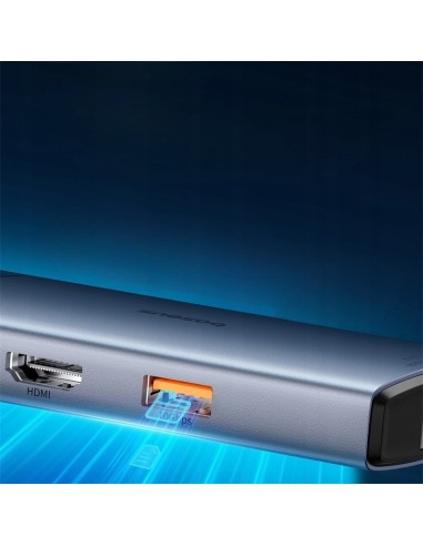 Baseus Metal Gleam II 6w1 | Adapter HUB 6w1 USB-C do HDMI, RJ45, Typ-C Data, 2x USB3.2, Typ-C 100W
