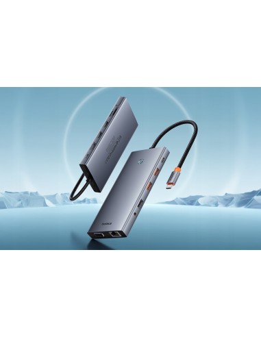 Baseus PortalJoy Series | Adapter HUB USB-C do 13 Portów,  2x HDMI, VGA, DP,  2x USB3.1, USB2.0, USB-C, Mini Jack, RJ45, SF/TF 1