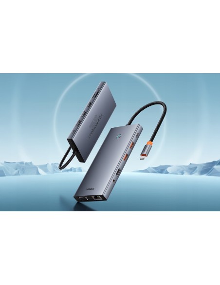 Baseus PortalJoy Series | Adapter HUB USB-C do 13 Portów,  2x HDMI, VGA, DP,  2x USB3.1, USB2.0, USB-C, Mini Jack, RJ45, SF/TF 1