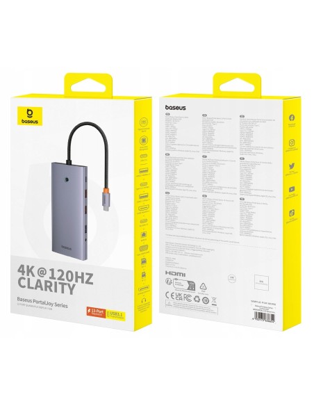 Baseus PortalJoy Series | Adapter HUB USB-C do 13 Portów,  2x HDMI, VGA, DP,  2x USB3.1, USB2.0, USB-C, Mini Jack, RJ45, SF/TF 1