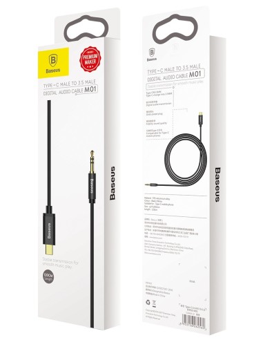 Baseus Yiven M01 | Pozłacany kabel audio AUX przejściówka z Type-C USB-C do Mini Jack 3.5 120cm 