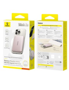 Baseus PicoGo AM41 Ultra-Slim Magnetic Power Bank 5000mAh 20W Nebula Pink