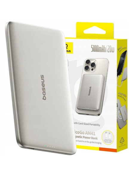 Baseus PicoGo AM41 Ultracienki Magnetyczny Power Bank 5000mAh 20W Natural Titanium