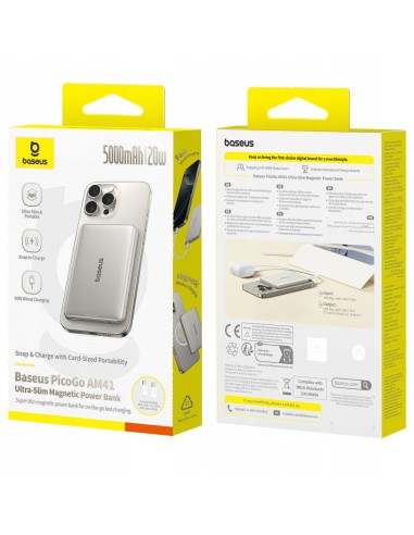 Baseus PicoGo AM41 Ultracienki Magnetyczny Power Bank 5000mAh 20W Natural Titanium