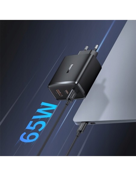 Baseus GaN5 Cube Pro | Ładowarka sieciowa zasilacz 3x USB-C USB-A 65W Power Delivery 3.0 QC 3.0 Huawei SCP FCP AFC PPS