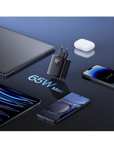 Baseus GaN5 Cube Pro | Ładowarka sieciowa zasilacz 3x USB-C USB-A 65W Power Delivery 3.0 QC 3.0 Huawei SCP FCP AFC PPS