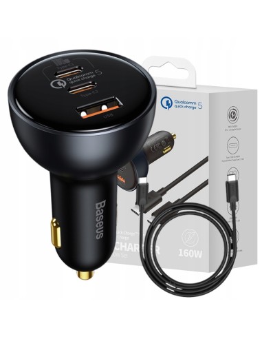 Baseus Qualcomm® Quick Charge™ 5 | Ładowarka samochodowa 2xUSB-C + USB 160W Qualcomm Quick Charge 5.0 PD 3.0 