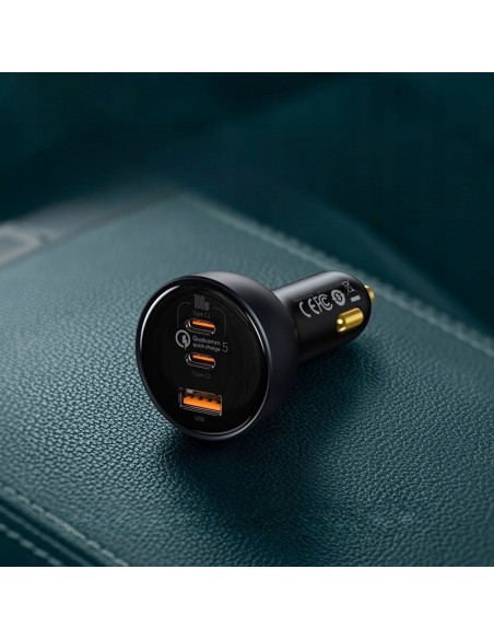 Baseus Qualcomm® Quick Charge™ 5 | Ładowarka samochodowa 2xUSB-C + USB 160W Qualcomm Quick Charge 5.0 PD 3.0 