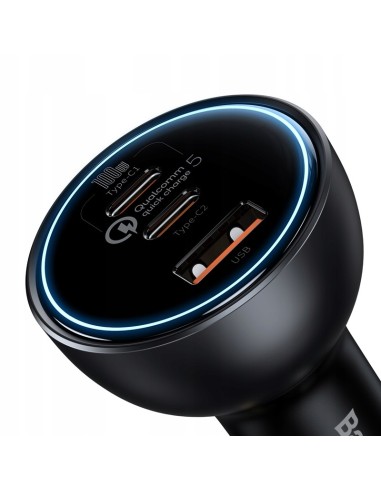 Baseus Qualcomm® Quick Charge™ 5 | Ładowarka samochodowa 2xUSB-C + USB 160W Qualcomm Quick Charge 5.0 PD 3.0 