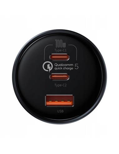 Baseus Qualcomm® Quick Charge™ 5 | Ładowarka samochodowa 2xUSB-C + USB 160W Qualcomm Quick Charge 5.0 PD 3.0 