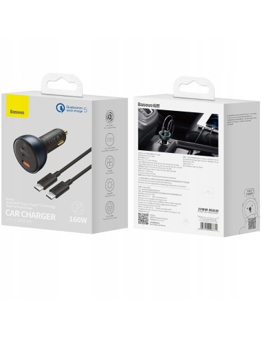Baseus Qualcomm® Quick Charge™ 5 | Ładowarka samochodowa 2xUSB-C + USB 160W Qualcomm Quick Charge 5.0 PD 3.0 