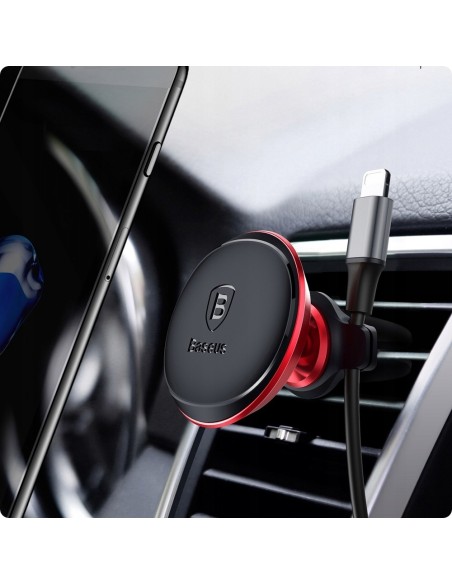 Baseus Magnetic Air Vent | Uchwyt magnetyczny samochodowy na telefon do kratki nawiewu z klipsem na kable