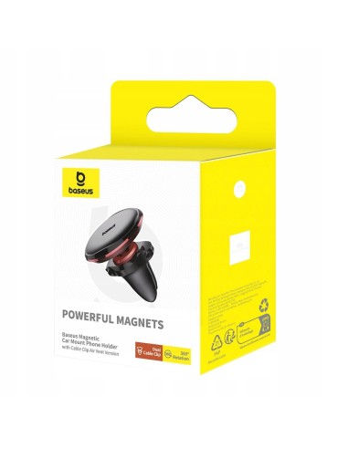 Baseus Magnetic Air Vent | Uchwyt magnetyczny samochodowy na telefon do kratki nawiewu z klipsem na kable