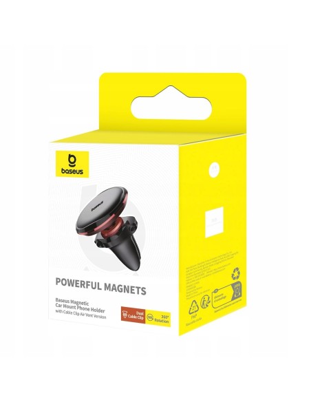 Baseus Magnetic Air Vent | Uchwyt magnetyczny samochodowy na telefon do kratki nawiewu z klipsem na kable