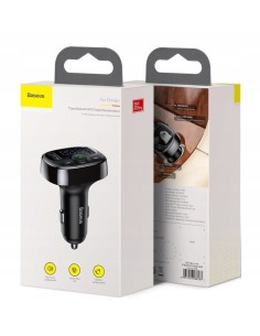 Baseus T typed | Transmiter FM bluetooth MP3 Ładowarka samochodowa 2x USB TF microSD 3.4A  CCMT000001