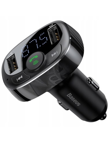 Baseus T typed | Transmiter FM bluetooth MP3 Ładowarka samochodowa 2x USB TF microSD 3.4A  CCMT000001