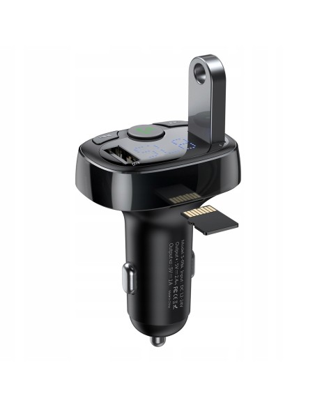 Baseus T typed | Transmiter FM bluetooth MP3 Ładowarka samochodowa 2x USB TF microSD 3.4A  CCMT000001
