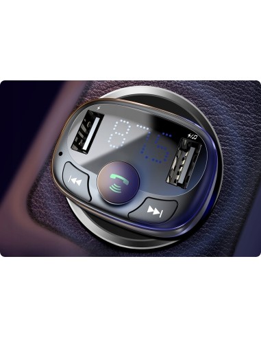 Baseus T typed | Transmiter FM bluetooth MP3 Ładowarka samochodowa 2x USB TF microSD 3.4A  CCMT000001