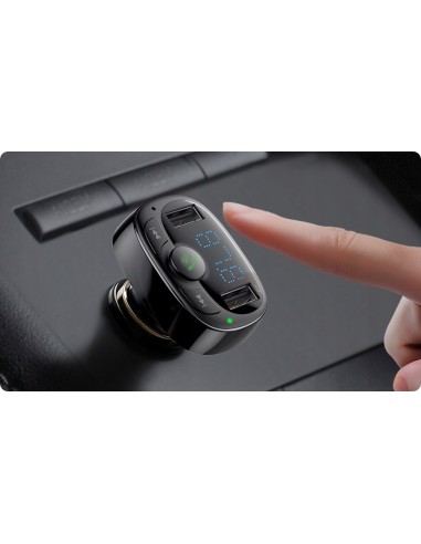 Baseus T typed | Transmiter FM bluetooth MP3 Ładowarka samochodowa 2x USB TF microSD 3.4A  CCMT000001