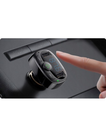 Baseus T typed | Transmiter FM bluetooth MP3 Ładowarka samochodowa 2x USB TF microSD 3.4A  CCMT000001