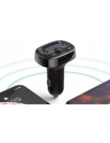 Baseus T typed | Transmiter FM bluetooth MP3 Ładowarka samochodowa 2x USB TF microSD 3.4A  CCMT000001
