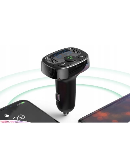 Baseus T typed | Transmiter FM bluetooth MP3 Ładowarka samochodowa 2x USB TF microSD 3.4A  CCMT000001