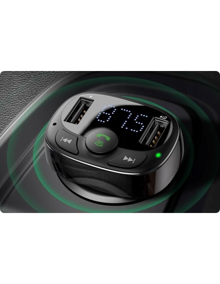 Baseus T typed | Transmiter FM bluetooth MP3 Ładowarka samochodowa 2x USB TF microSD 3.4A  CCMT000001
