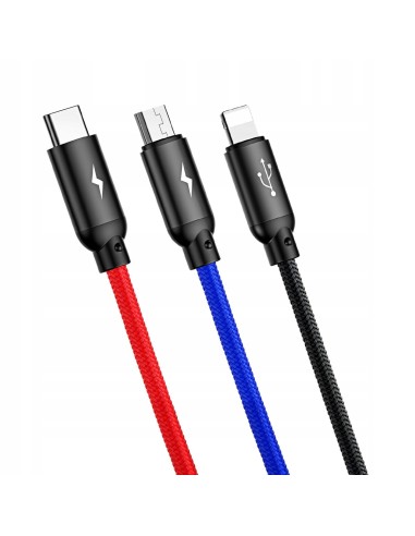 Baseus Primary | Kabel 3w1 USB - Lightning IPhone Micro Type-C 3.5A 120cm