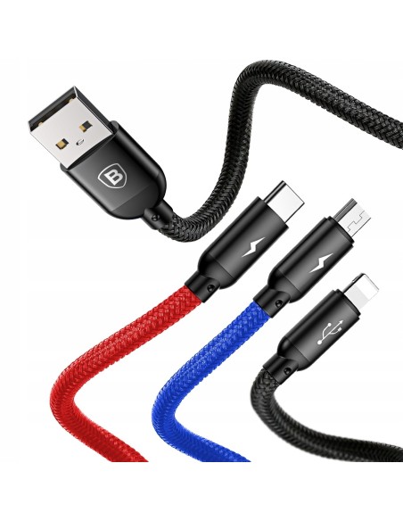 Baseus Primary | Kabel 3w1 USB - Lightning IPhone Micro Type-C 3.5A 120cm