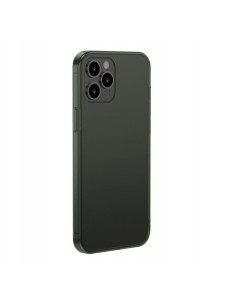 Baseus Frosted Glass Case Sztywne etui z elastyczną ramką iPhone 12 Pro Max Ciemnozielony, eol