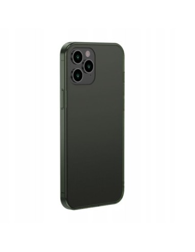 Baseus Frosted Glass Case Sztywne etui z elastyczną ramką iPhone 12 Pro Max Ciemnozielony, eol