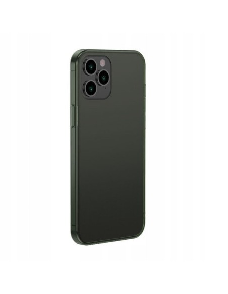 Baseus Frosted Glass Case Sztywne etui z elastyczną ramką iPhone 12 Pro Max Ciemnozielony, eol