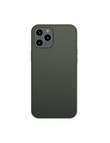 Baseus Frosted Glass Case Sztywne etui z elastyczną ramką iPhone 12 Pro Max Ciemnozielony, eol